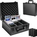 120+ 3 Row Graded Card Storage Box - Holds PSA BGS FGS & SGC Slabs & Top Loaders | for Baseball, MTG, Sports Cards (Matte Black)