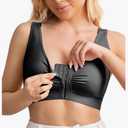Compression Bras for Women Post Surgery Front Closure Mastectomy Bra Surgical Adjustable Straps Wirefree, Large