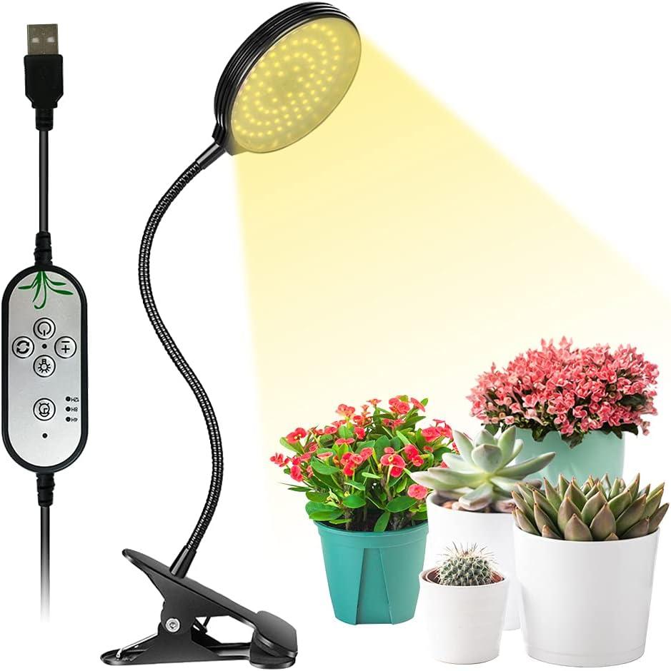 Grow Light 15W Sunlike Full Spectrum LED Plant Grow Lights with Timer Auto On/Off 4/8/12H Waterproof Grow Lamp for Indoor Plants, 5 Dimmable Levels, Adjustable Gooseneck