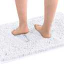 H.VERSAILTEX Bath Mat Bath Rug for Bathroom Luxury Chenille Bathroom Rug Mat Extra Soft and Absorbent Microfiber Shaggy Rugs Non Slip Rug Quick Dry Bath Mat Washable, 20 x 32 Inches, White