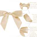 AIMUDI Champagne Bows for Gift Wrapping 3.5" Pre Tied Small Christmas Tree Bow Premade Twist Tie Bows for Treat Bags Small Bow for Crafts Wedding Holiday Decoration- 50 Counts