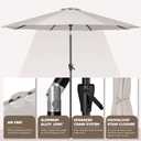 Tempera Patio Market Outdoor Table Umbrella with Push Button Tilt and Crank, Large Sun Umbrella with Sturdy Pole & Fade Resistant Canopy, Easy to Set