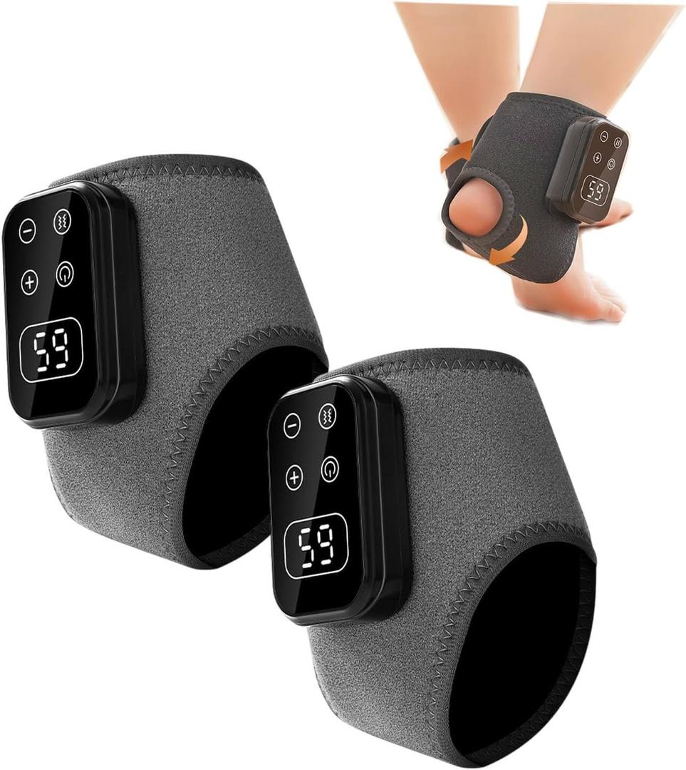 2PC Foot  Triple Method Massager, Triple Technology Foot Massager Ankle, Foot Advanced Triple Method Massager, Wireless Portable Foot Massagers for Home, Office, Travel(Grey)