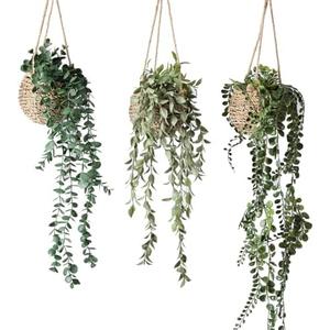 Fuxdre 2 Pack Mini Artificial Hanging Greenary Fake Hanging Plants in Basket for Wall Living Room Decor Bathroom Shelf Home Indoor