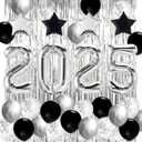 JOJO FLY New Years Eve Party Decorations Kit, Silver 2026 Balloons, Black and Silver Balloons Set, Silver Foil Curtain, Graduation Decorations, New Years Eve Party Supplies 2026