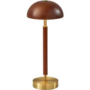 Adesso Cordless Table Lamp with 3-Level Touch Dimmer & Built-in Rechargeable Battery  14.63" Tall Touch Lamp, Walnut Finish (Antique Brass)