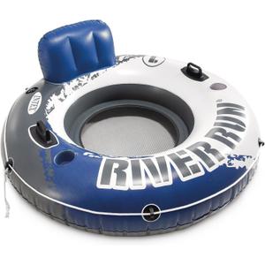 INTEX 58825EP River Run 1 Inflatable Floating Lounge: Comfortable Backrest – Built-in Cup Holders – Durable Grab Handles – All Around Grab Rope – 220lb Weight Capacity, 1 Pack