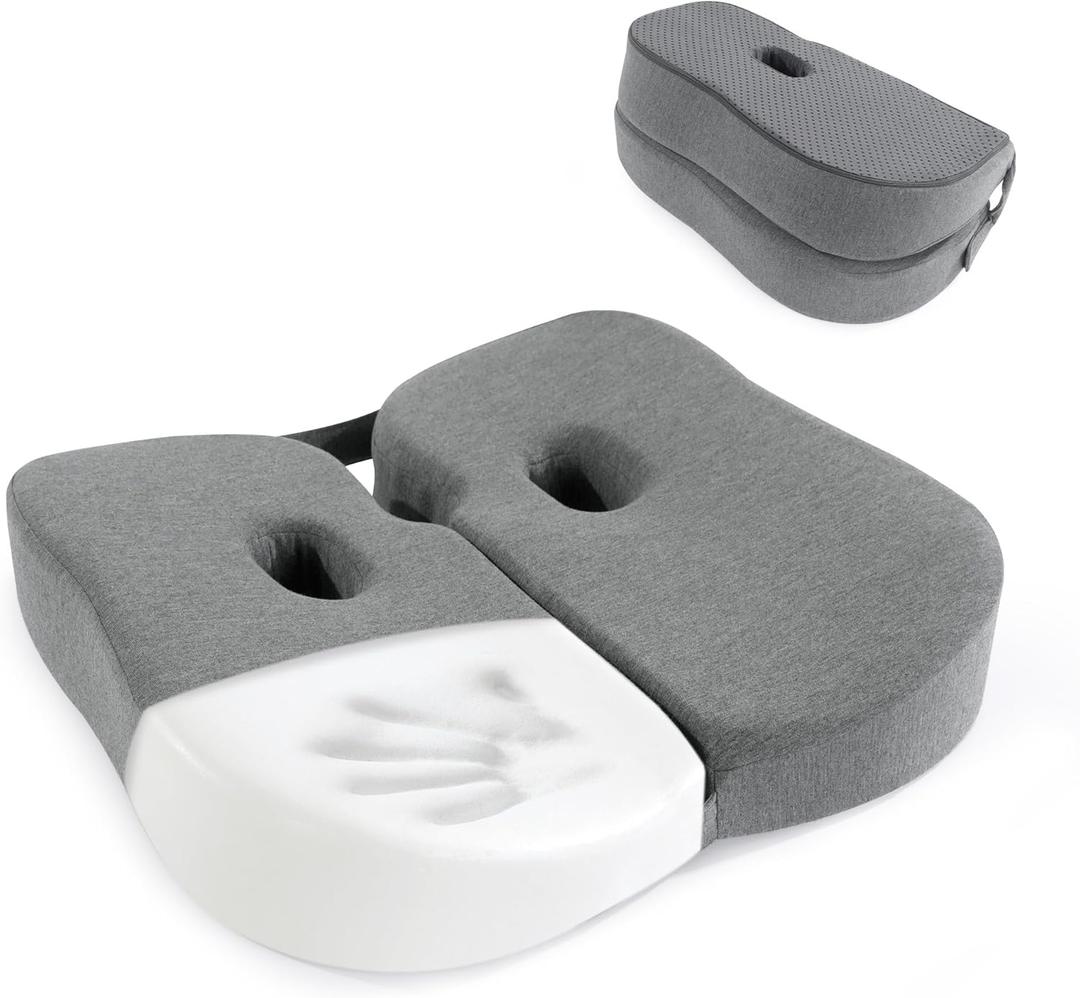 BALAPET Foldable Sit Bone Seat Cushion for Pressure Relief, Memory Foam Comfort Ischial Tuberosity Seat Pillow for Hip, Butt, Hamstrings, and Sciatica Pain Relief, Breathable &Machine Wash Cover