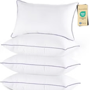 JOLLYVOGUE Pillows Queen Size Set of 4, Washable Supportive Bed Pillows with Super Soft Down Alternative Fill, Luxury Fluffy Hotel Quality for Side, Back, and Stomach Sleepers