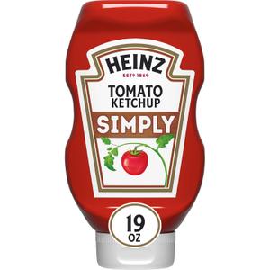 Heinz Simply Tomato Ketchup with No Artificial Sweeteners, 19 oz Bottle (EXP 04/23/27)
