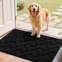 hicorfe Indoor Doormat,Front Back Door Mat Rubber Backing Non Slip Door Mats 24"x35" Absorbent Resist Dirt Entrance Doormat Inside Floor Mats for Entryway Washable Low-Profile(Black)