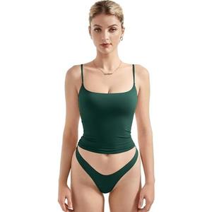 SUUKSESS Women Sexy Square Neck Tank Top Summer Y2K Going Out Basic Cami Shirt, Size Medium