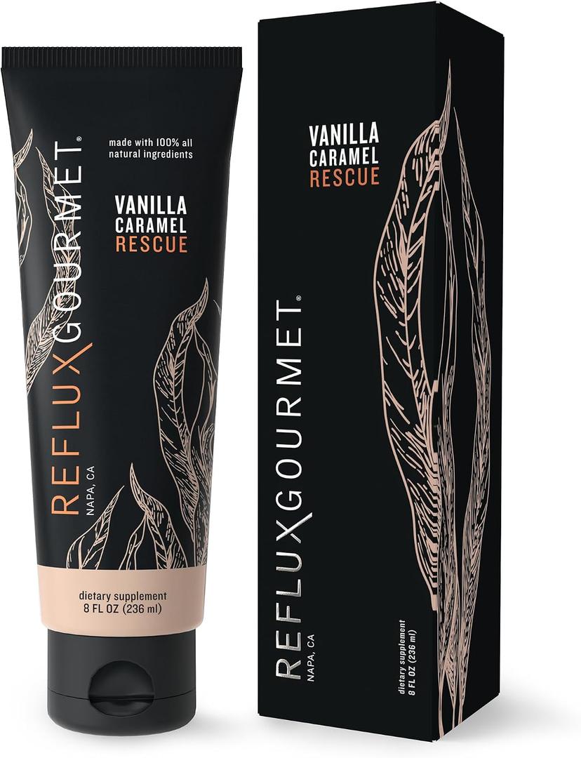 REFLUX GOURMET Vanilla Caramel Rescue – Alginate Complex – Digestive Support Formula, Made with Natural Ingredients – 8 Fl. Oz