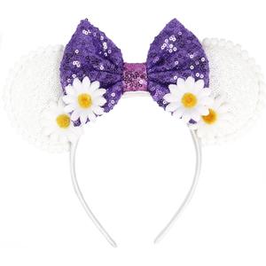 FACHPINT Daisy Mouse Ears, White Mouse Headband for Anyone, Cute Mini Ears for Theme Park Accessories