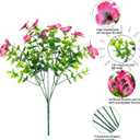 Ivydale Artificial Faux Pansies Plants Flowers for Outdoor Outside Fall Decor, 12 Bundles UV Resistant Look Real Fake Silk Colorful Mums for Home Planter Front Door Porch Patio Decoration (Purplepink)