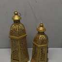 2 Pack Moroccan Lantern Lamp Decorative Candle Holders for Ramadan Decorations, Hanging, Outdoor Patio or Porch, Indoor Home DecorGold