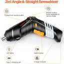 Electric Screwdriver Goldsea 4.2V Cordless Screwdriver 3.5N.m 1500mAh Type-C Charging 10pcs Screwdriver Bits 1/4 Hex Chuck 90/180 deformation handle Forward and reverse adjustment LED Light