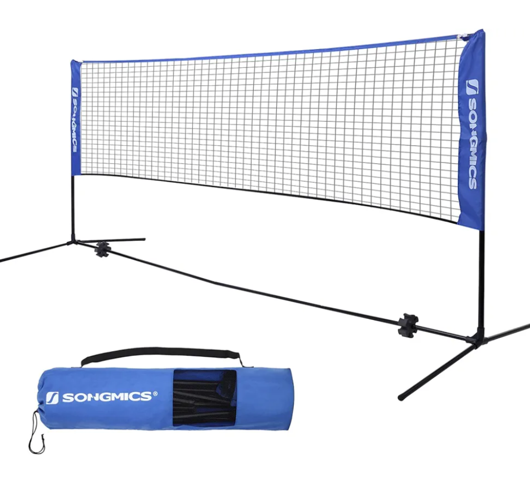 SONGMICS 3m Portable Tennis Badminton Net with Height Adjustable and Transport Bag Blue