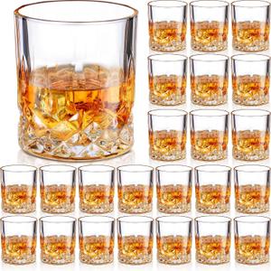Yaomiao 24 Pcs Old Fashioned Whiskey Glasses Bulk 10 Oz Bourbon Glass Cocktail Rocks Glasses for Whiskey Bourbon Liquor and Cocktail Drinks Gift (as shown in the picture)
