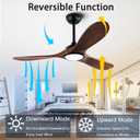 42Ceiling Fans with Light and Remote Control, Lighted Wooden Ceiling Fan Noiseless Reversible DC Motor with 3 Blades for Farmhouse, Living Room, Office, Indoor Outdoor (Black + Walnut)