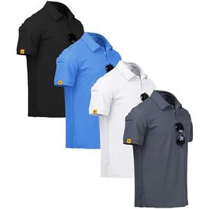 ZITY 4 Pack Mens Polo Shirt Short Sleeve Sports Golf Tennis T-Shirt Athletic Collared Tactical Shirts XL