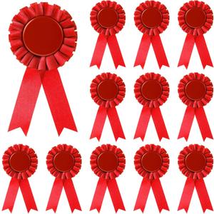 12 Pieces Blank Award Ribbon Prize 1st Place Rosette Medal Winner Victory Recognition Participation Ribbon for Competition Sport Event School Contest(Red)