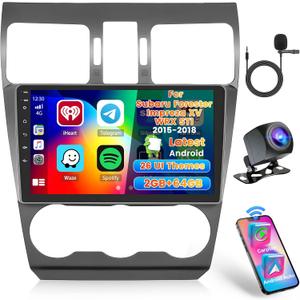 Car Radio Stereo for Subaru Forester Impreza XV WRX STI 2015 2016 2017 2018 Built in Carplay/Android Auto, 9 inch IPS Touch Screen Head Unit Radio with DSP BT GPS FM RDS WiFi 2G RAM 64G ROM