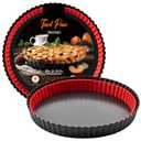 Maywe Tanso Tart Pan with Removable Bottom,10 Inch Tart and Quiche Pan,Non-stick Round Carbon Steel Deep Fluted Pie Pan with Crust Shaper Ring - Quiche Baking Dish Tart Pans For Baking Party Festival