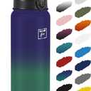 Fanhaw 32 Oz Insulated Stainless Steel Water Bottle with 1 Lid (Chug Lid) - For Kids, Women, Men | Leak & Sweat Proof with Anti-Dust Lid (Purple Green)