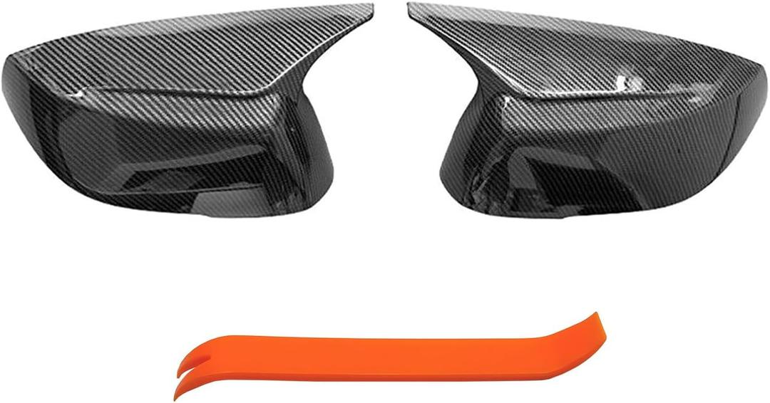Horn Style Carbon Fiber Door Mirror Cover Cap Compatible with 2014-2020 Infiniti Q50 Q60 Q70 QX30