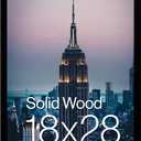 Frame Amo 18x28 Solid Wood Poster Frame, 1 inch Wide Border, Smooth Wrap Finish, Acrylic Face (Black)