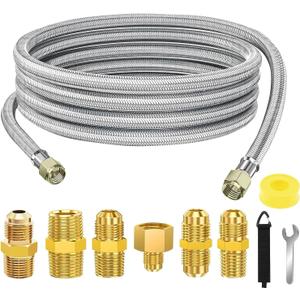 12 FT Propane Hose Extension-High Pressure Braided Gas Line Hose Propane Conversion Kit for BBQ Grill, Fire Pit, Heater (12FT)