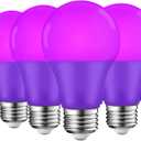4 Pack LED Purple Light Bulbs - A19 9W(60W Equivalent) E26 Base LED Purple Light Bulb for Party Decoration, Porch, Halloween Christmas Wedding, Home/Holiday Lighting, Decorative Illumination