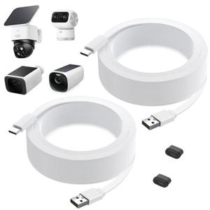 2Pack Power Cable for eufy SoloCam S220/ S340, C210, USB Type-C Extension Cable for eufyCam 3/ S330, 3C/ S300, Weatherproof Flat Charging Cord for eufy Indoor Cam S350/ C220/ C210, Indoor Outdoor Use