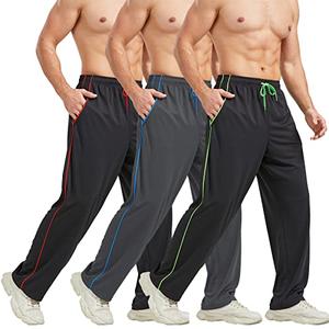 E-SURPA Men's Athletic Pant with Pockets Open Bottom Sweatpants for Men Workout, Exercise, Running (Set 2: 2 Pack M)