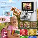 Instant Print Camera for Kids, 1080P Instant Digital Print Cameras for Toddler, Portable Toy for 4 5 6 7 8 9 10 Year Old Girl, Christmas Birthday Gifts for Girls Boys with SD Card White
