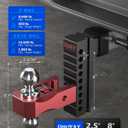 Orion Motor Tech Adjustable Trailer Hitch for 2.5 in. Receiver, Dual-Ball Mount Tow Hitch with 8" Drop/Rise 2" & 2-5/16" Balls, Drop Hitch with Locking Pins for Class IV V Vehicles 8000-18500 GTW, Red