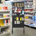 Pegboard Display Metal Pegboard Panels Rolling Pegboard Display 23.62" X 68.5" Pegboard Organizer with 30 Hooks for Garage Office Craft Room Retail Stores Vendors Selling Accessories, Black