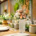 8 Pcs Gold Crystal Flower Vase and Pillar Candle Holder Set, 7.87" Metal Cylinder Stand for Wedding Table Centerpieces, Flower Arrangements, Christmas Party, Event Decor, and Gifts