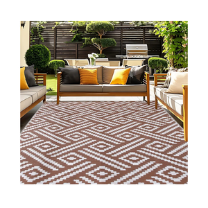 OPPODREAM Outdoor Rug 8x10 Patio Waterproof, Large Outdoor Plastic Straw Rug, Reversible Out Door Carpet for Camping, Deck, Rv, 8 x 10 Area Carpet for Balcony, Porch, Backyard, White and Brown