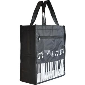 Piano Keys Handbag Music Tote Bag Oxford Cloth Nylon Waterproof Storing Sheet Books for Teacher Gifts (Black)