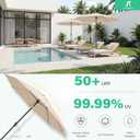 JEAREY 9FT Outdoor Patio Umbrella,Market Table Umbrella with 8 Fiberglass Ribs, Pool Umbrella with Tilt and Crank, UV Protection Lightweight & Wind-Resistant for Lawn, Garden, Deck and Backyard, Beige