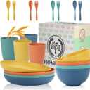 Homienly Wheat Straw Plates and Bowls Sets, 20 PCS Dishes Dinnerware Sets,Unbreakable Microwave and Dishwasher Safe Dish Set, Reusable Kids Plates and Bowls Sets for Kitchen, Outdoor, RV (Multicolor)