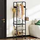 CHOEZON Coat Rack, Freestanding Coat Rack with 3 Shelves, Rolling Garment Rack with Wheels and Hooks, Coat Hanger Stand, Clothes Rack, Hanging Rod, for Entryway, Bedroom, Living Room, Black TYM17BB