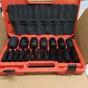 DISEN 19 Pcs 1/2" SAE Impact Socket Set, Deep Sockets 3/8"- 1-1/2", 6-Point Cr-V & Alloy Steel, 1/2 Inches Drive Impact Socket Set,Rugged Construction, Enhanced Storage Case