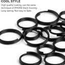 FEGVE Titanium Key Rings Split Rings, Small Keyrings, Jump Rings for Necklaces, Keys, Jewelry Attachment - 15pcs Mix 10/12/14mm (Black)