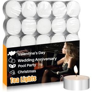 Tealight Candles - Tea Lights Candles Unscented Tea Tree Lights Mini Votive with Cotton Wick for Decorating Home,Pool,Shabbat,Wedding,Emergencies,Christmas,Halloween,Parties, Spas (White)