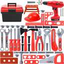 Kids Tool Set, 55 Pcs Kids Tool Set Pretend Play Toys with Box and Electronic Toy Drill, Toy for Toddler Boys Girl Kid Child Ages 3+