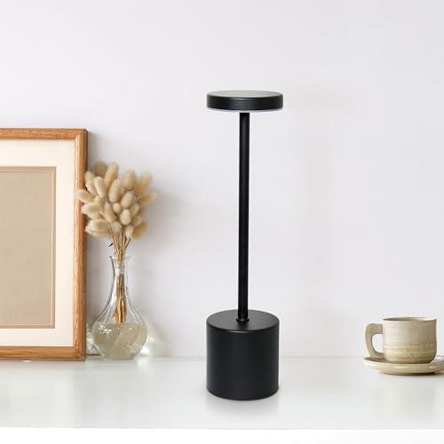 Simple Designs LD1083-BLK 12.75" Mushroom Magic Disc Dimming & Rechargeable Cordless 4-Way Touch Sensor Stick Desk Lamp, Black