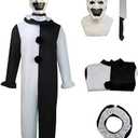 EJWCIG Art The Clown Costume with Mask,Scary Killer Clown Halloween Costume Creepy Cosplay Props for Kids 140